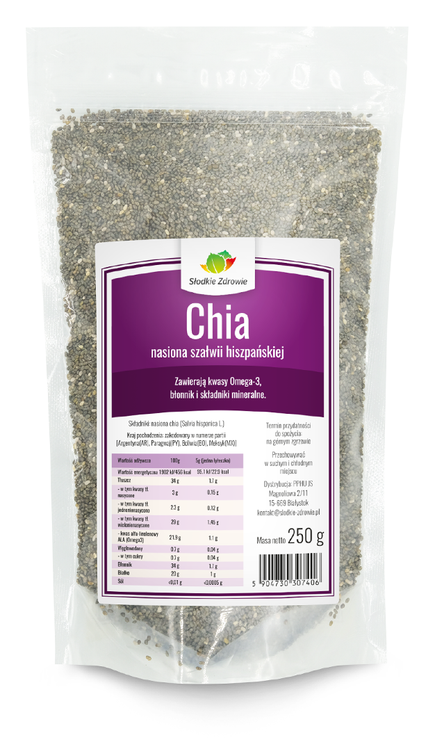 Nasiona Chia - szałwia hiszpańska - 250g